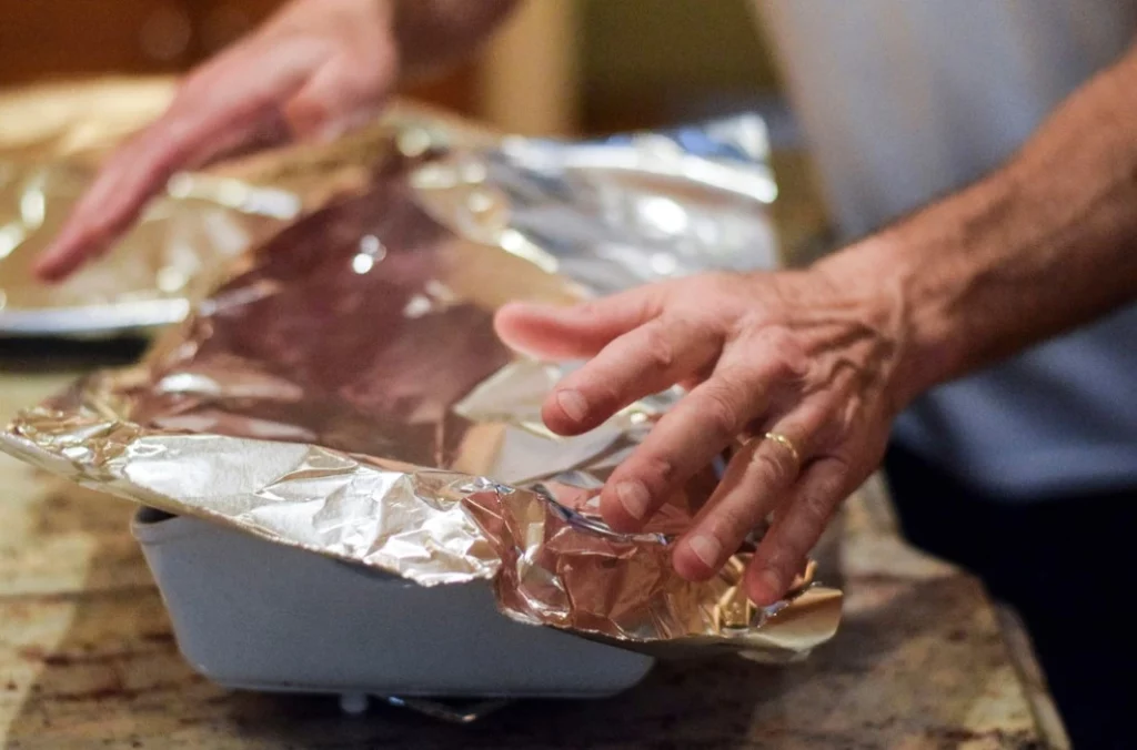 covering food with foil before reheating