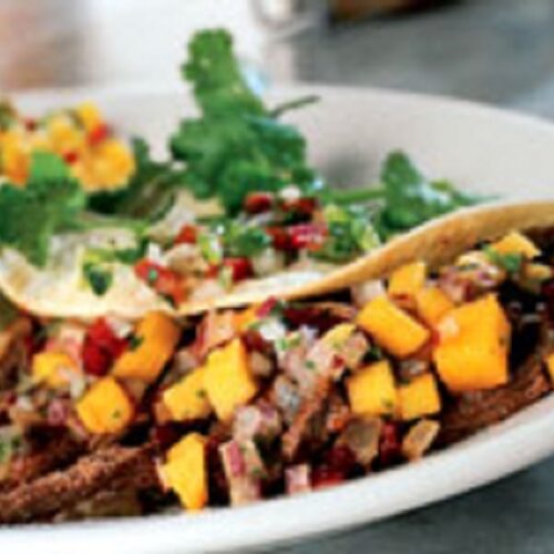 smoked duck tacos with mango salsa